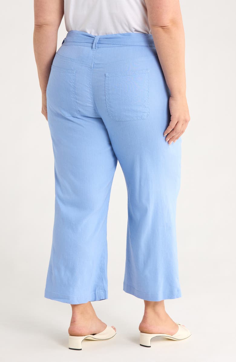 Liverpool Los Angeles Belted Linen Blend Wide Leg Crop Pants, Alternate, color, Chambray Blue