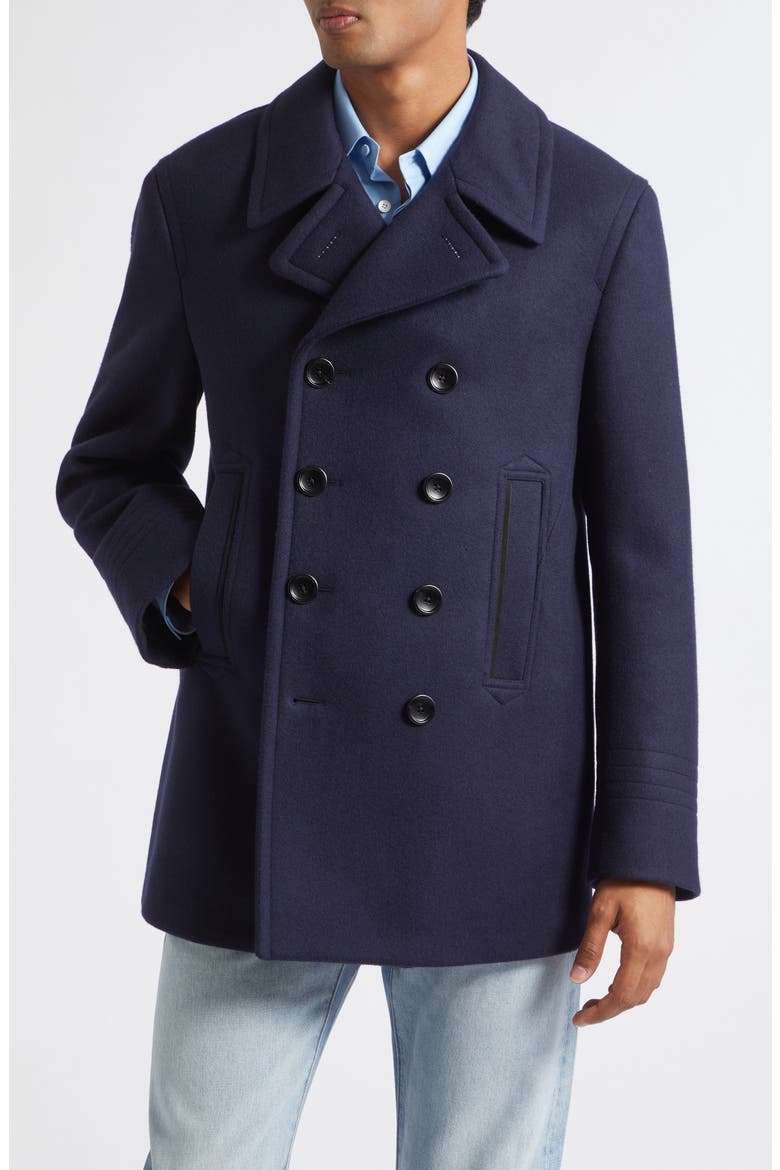 Soft Wool Felt Peacoat, Main, color, UCC NAVY