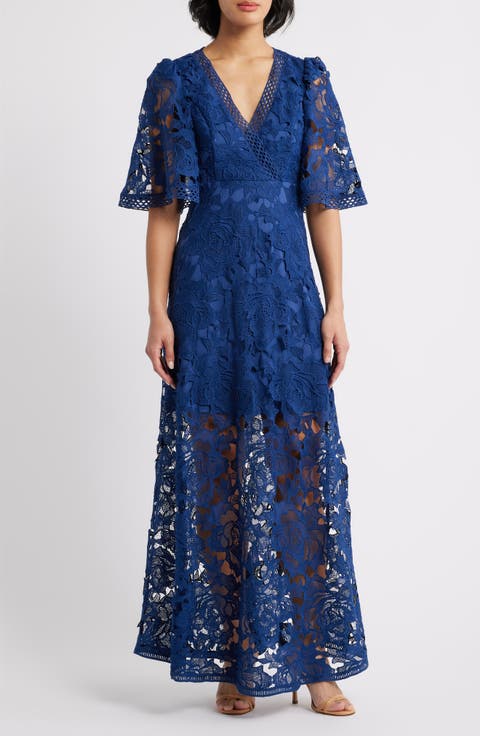 Nathalie Semi Sheer Lace Maxi Dress