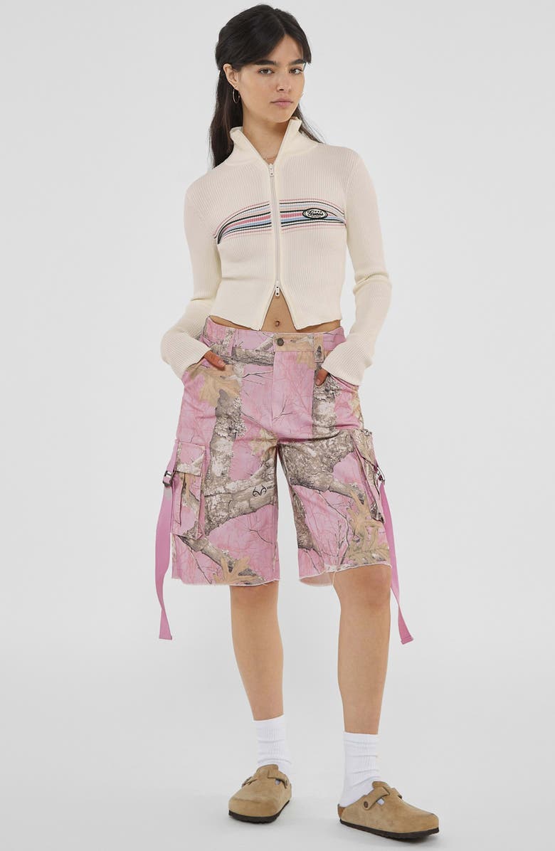 GUESS Go Bar Stripe Rib Cardigan, Alternate, color, 