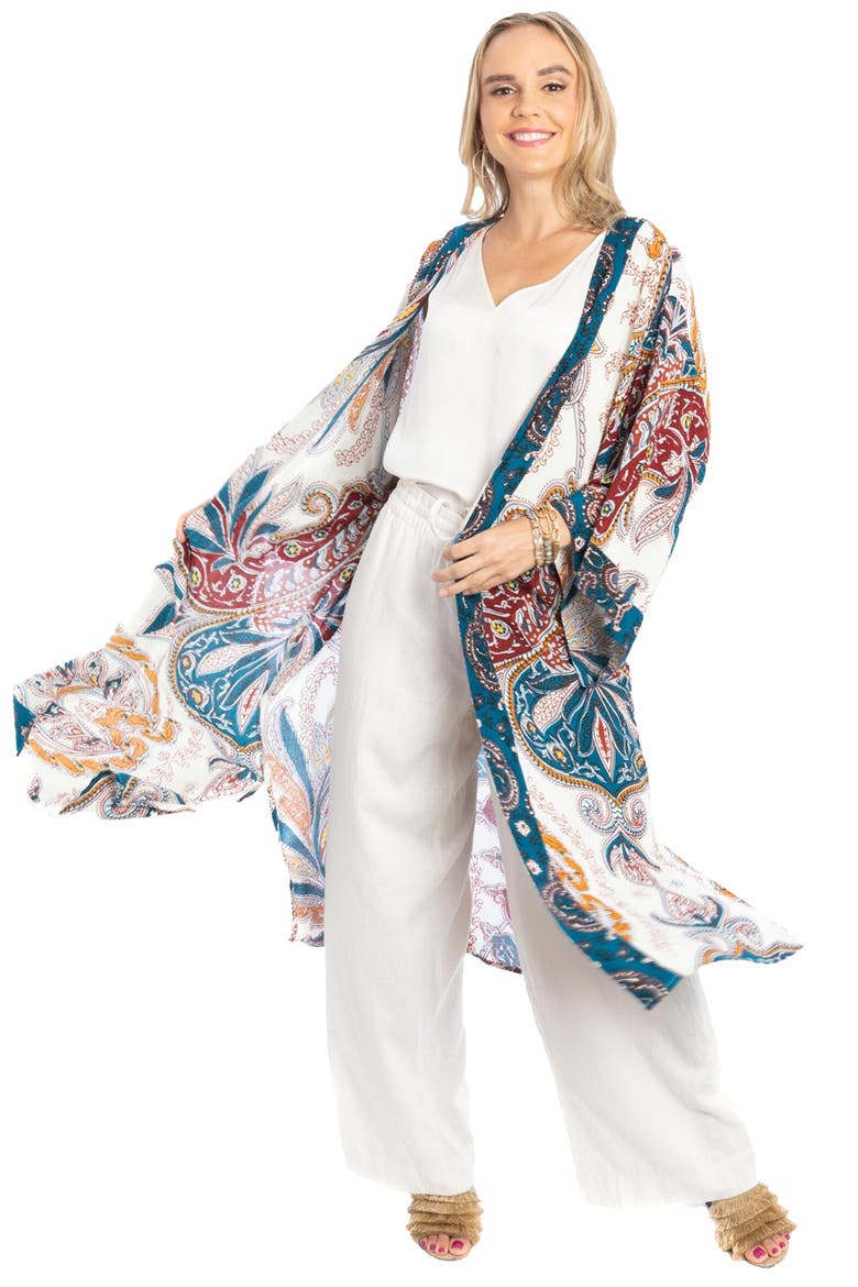 Medallion Midi Duster, Alternate, color, BLUE