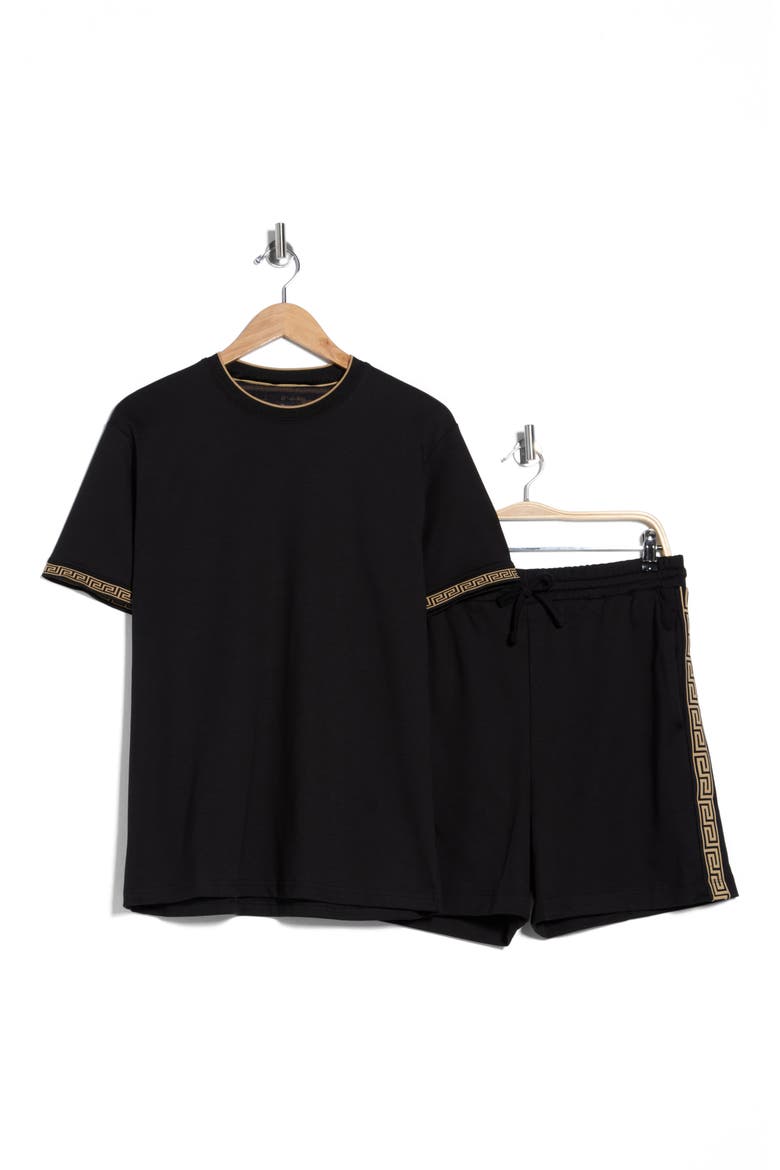 Tipped Knit T-Shirt & Shorts Set, Alternate, color, BLACK