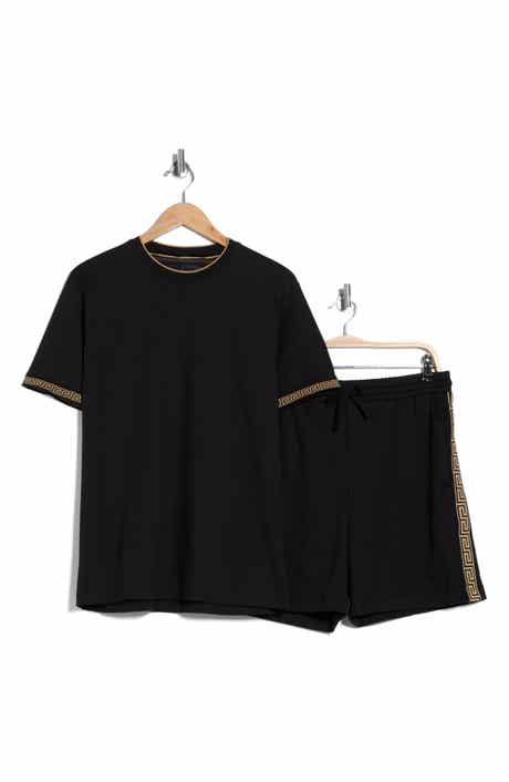 DENIM AND FLOWER Tipped Knit T-Shirt & Shorts Set