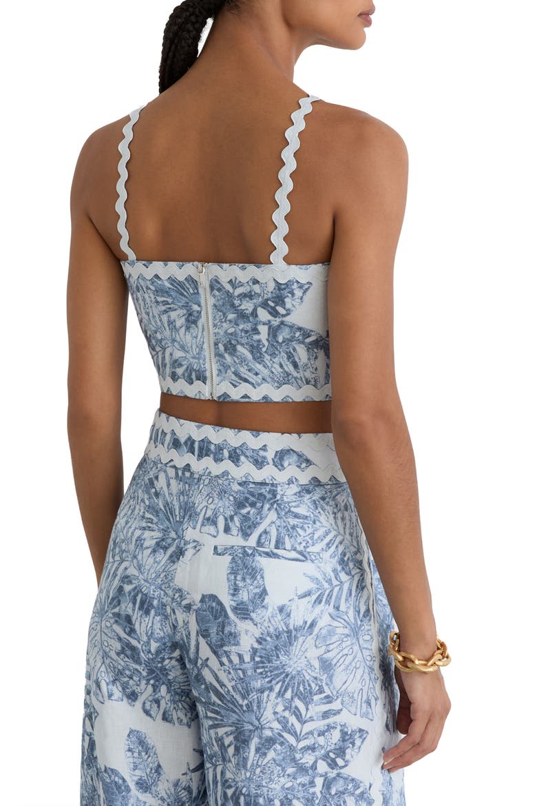 Mila Ricrac Trim Linen Crop Tank, Alternate, color, BLUE