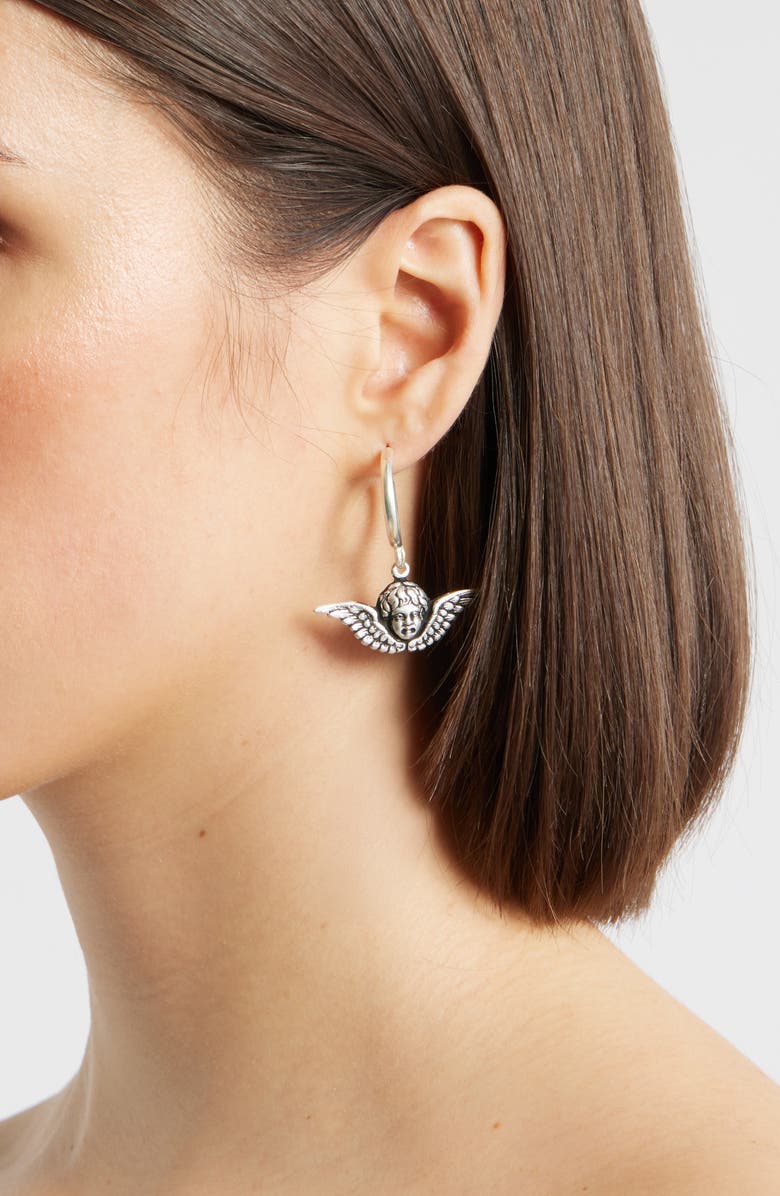 VIDAKUSH Angel Hoop Earrings, Alternate, color, Silver