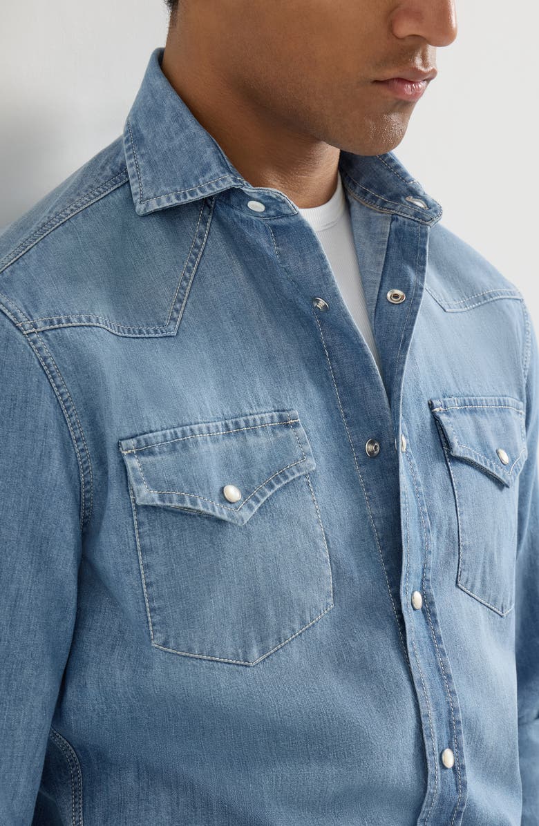 Brunello Cucinelli Easy fit shirt, Alternate, color, Light Denim