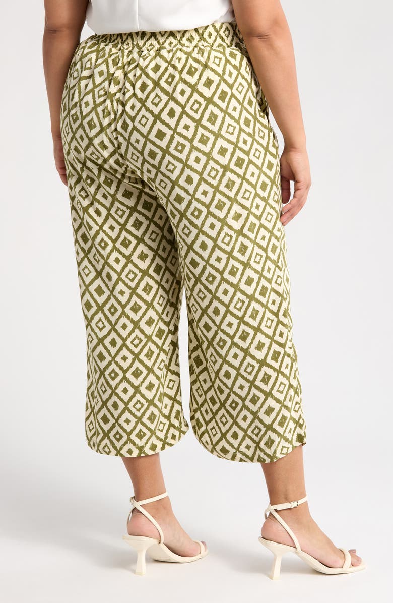 T Tahari Crop Wide Leg Palazzo Pants, Alternate, color, Ivory/ Green Aztec