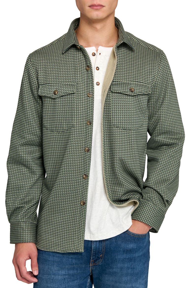 Houndstooth Shirt Jacket, Main, color, OLIVE