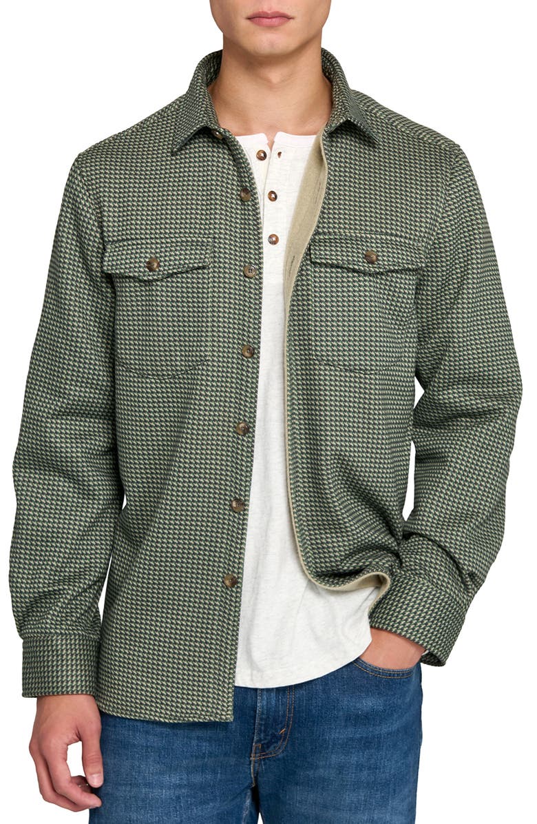 CONSTRUCT Houndstooth Shirt Jacket, Main, color, Olive