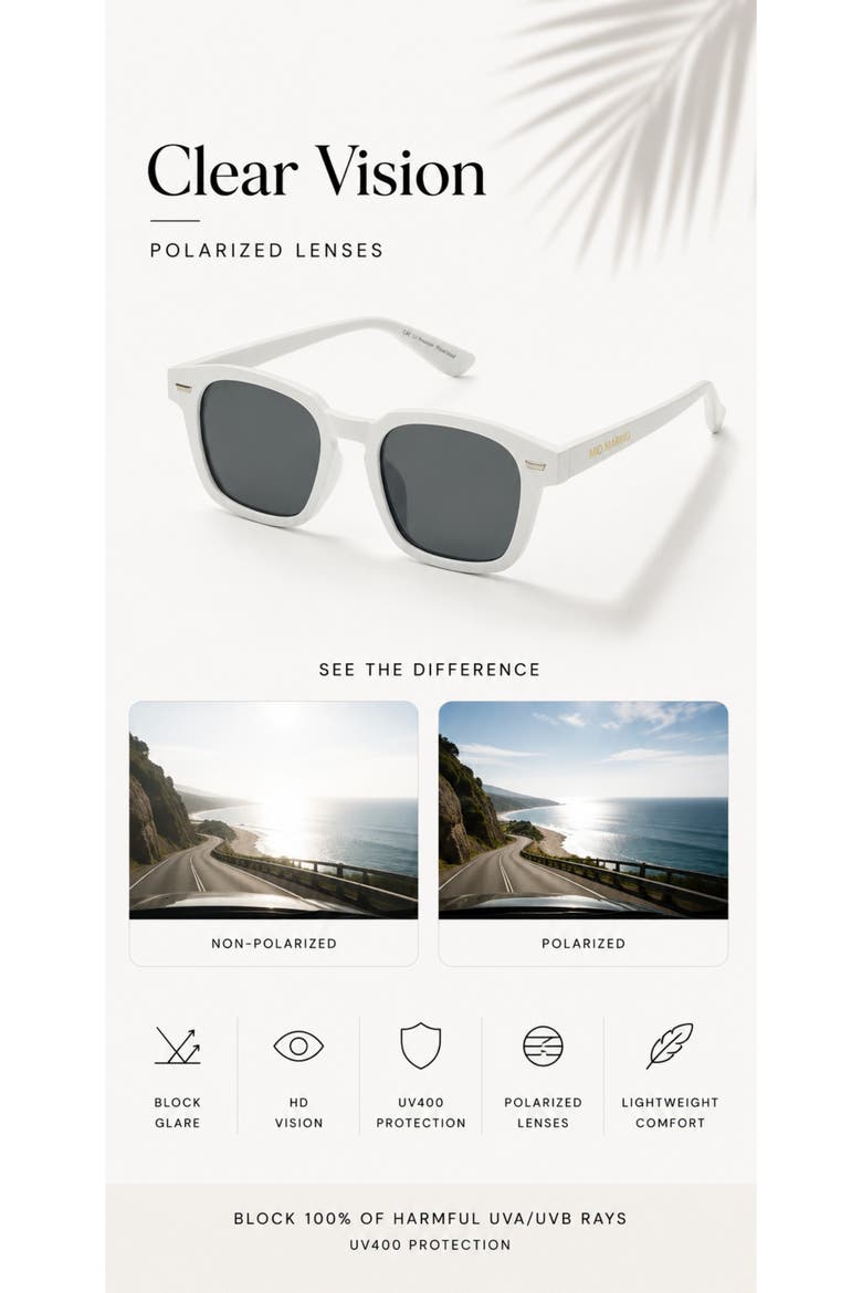 Polarized Vintage Square Sunglasses, Alternate, color, Comfort Black