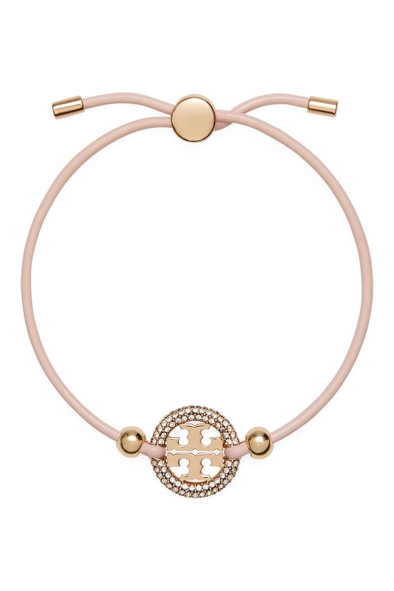 Miller Logo Medallion Slide Bracelet, Main, color, TORY GOLD / SPARKLE