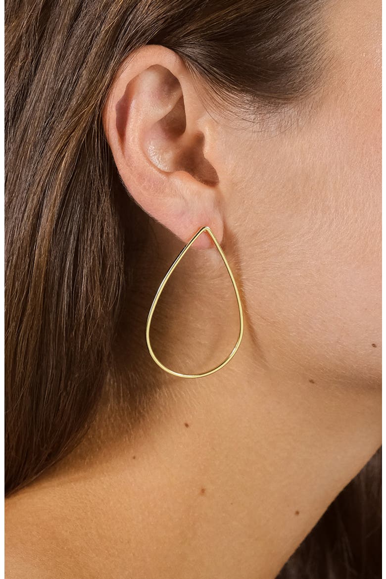 14K Gold Plated Teardrop Stud Earrings, Alternate, color, GOLD