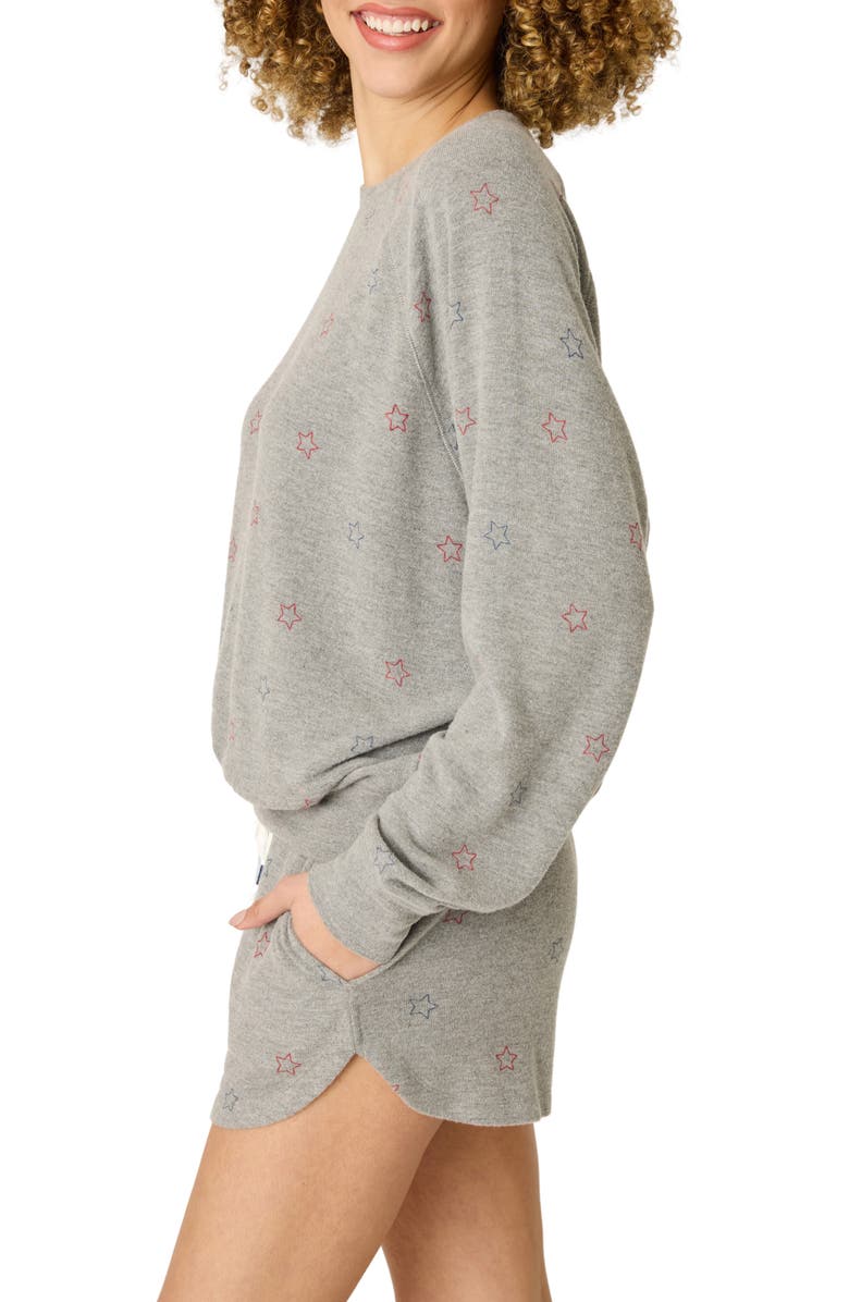 PJ Salvage Red, White & Woof Star Print Lounge Sweatshirt, Alternate, color, 