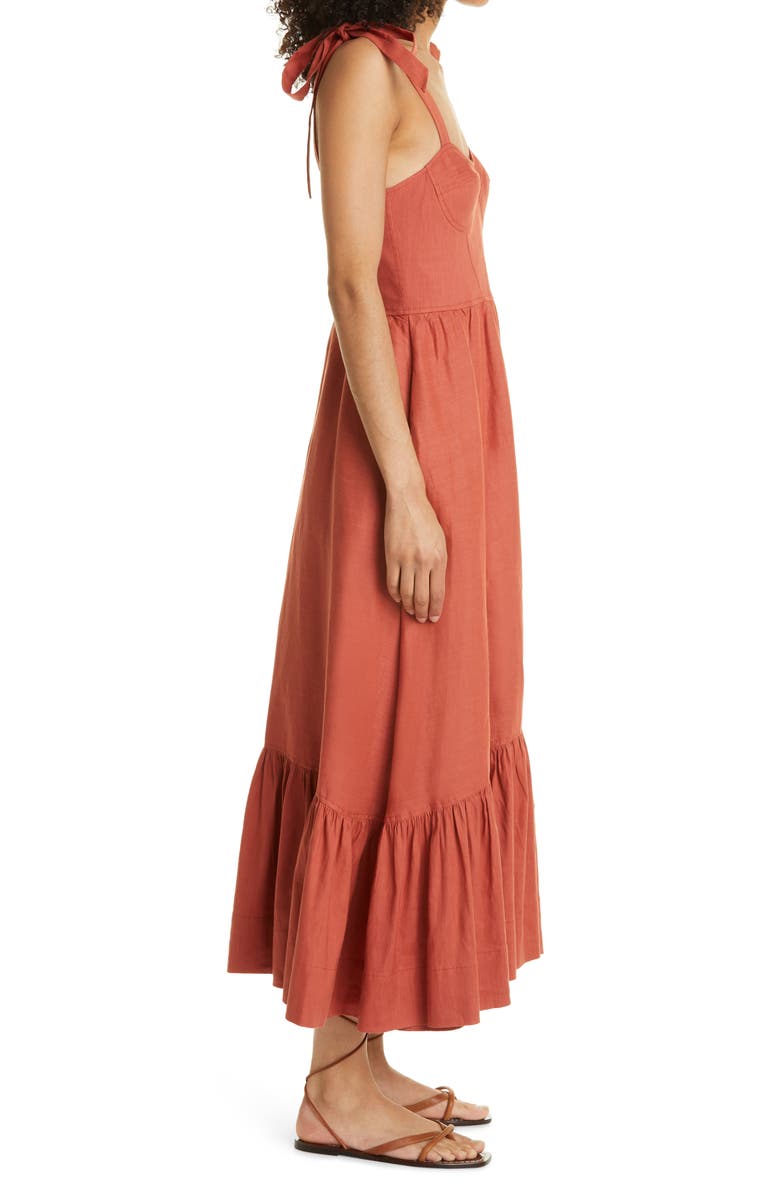 Simkhai Jonathan Simkhai Georgia Bustier Linen Blend Midi Sundress, Alternate, color, 