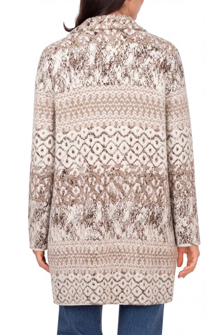 Longline Open Front Jacquard Cardigan, Alternate, color, OTML WHT SHB MX