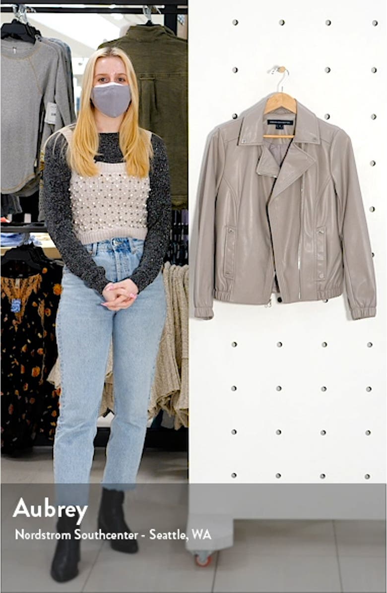 French Connectioon Asymmetrical Faux Leather Moto Jacket, sales video thumbnail