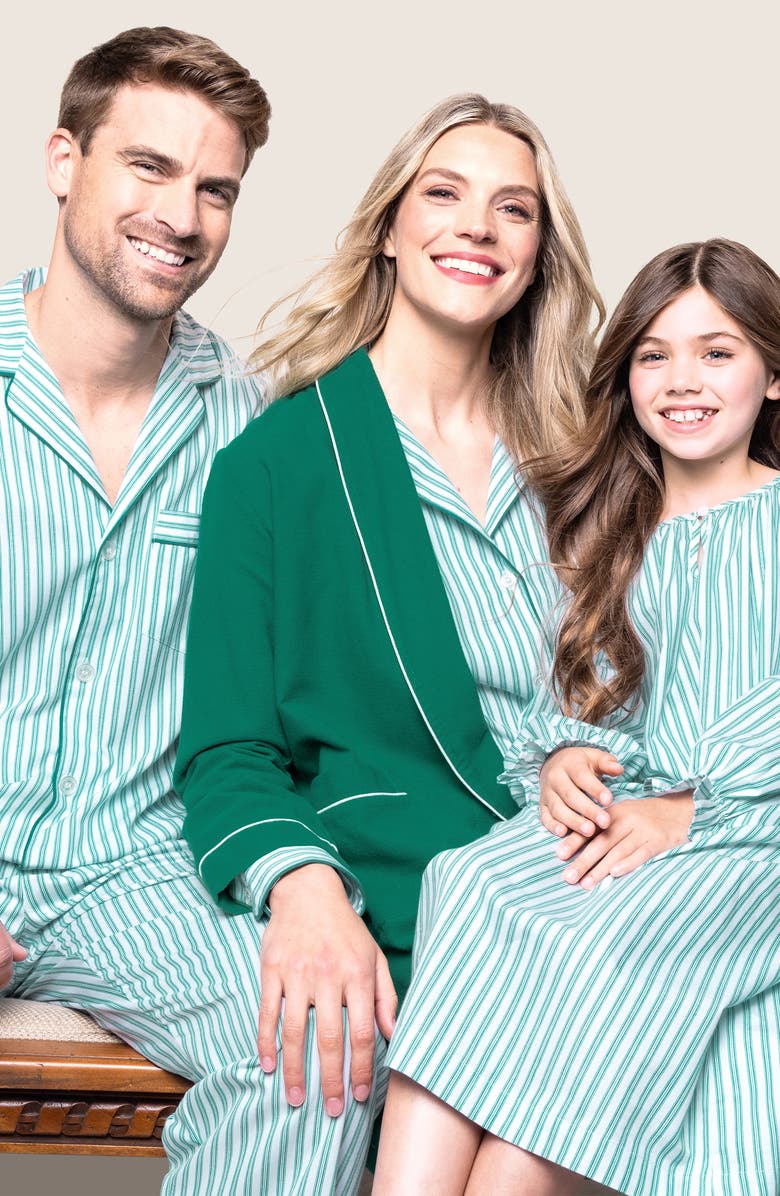 Petite Plume Ticking Stripe Cotton Twill Pajamas, Alternate, color, 