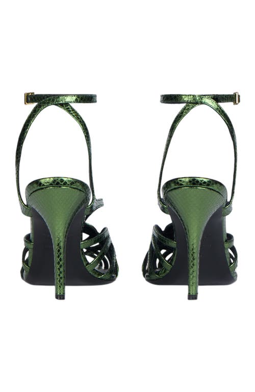Balmain Python-effect Leather Cage Sandals In Green