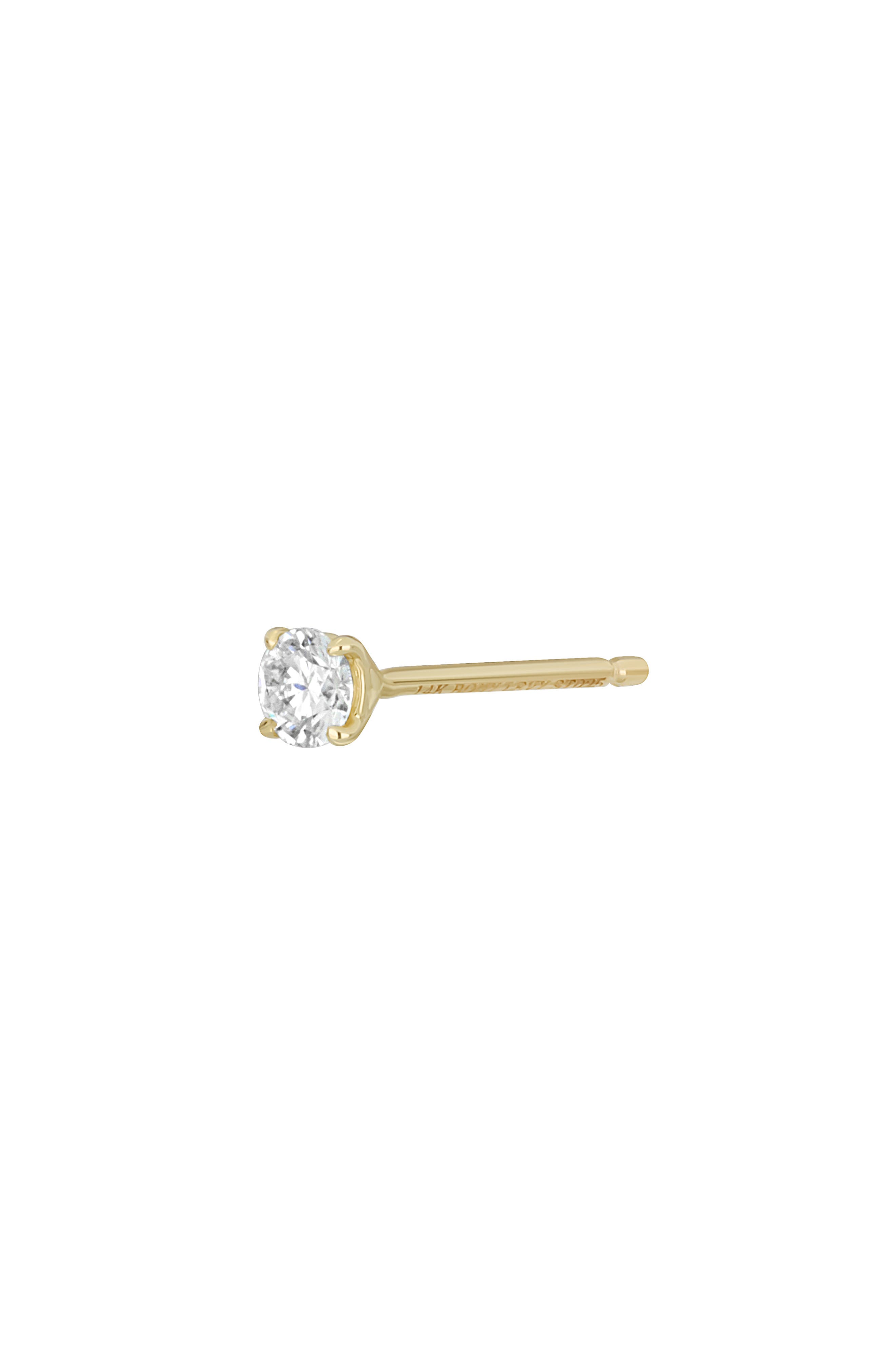 14K Gold Single Diamond Stud Earring