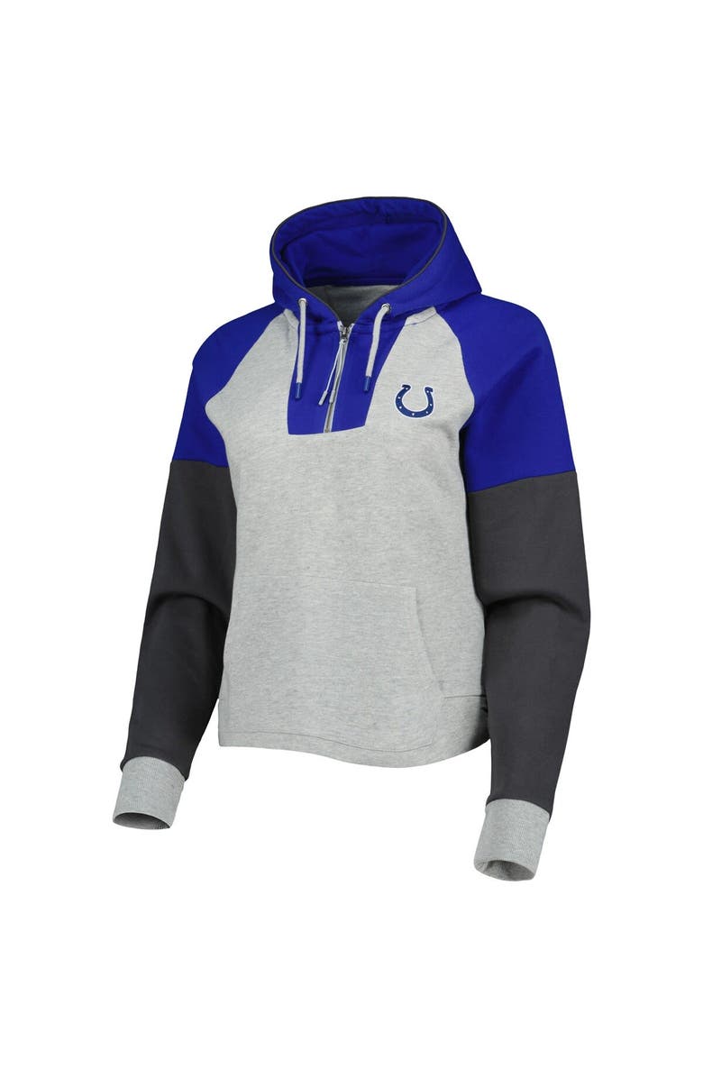 ANTIGUA Women's Antigua  Heather Gray Indianapolis Colts Lightweight Jackpot Raglan Half-Zip Pullover Hoodie, Alternate, color, 