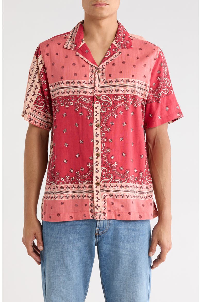 Bandana Print Camp Shirt, Main, color, FADED ROSE