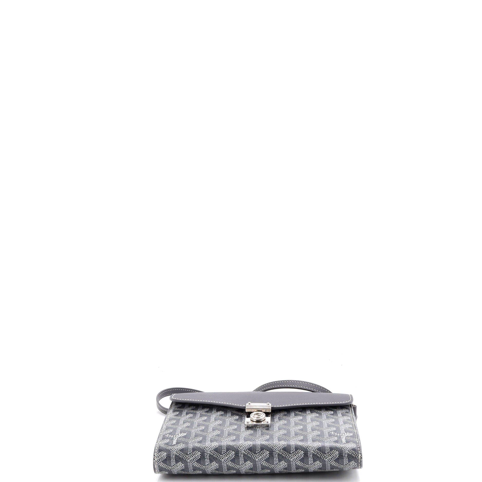Pre-Owned Goyard Chypre Wallet on Strap Coated Canvas with Leather, Alternate, color, Gray