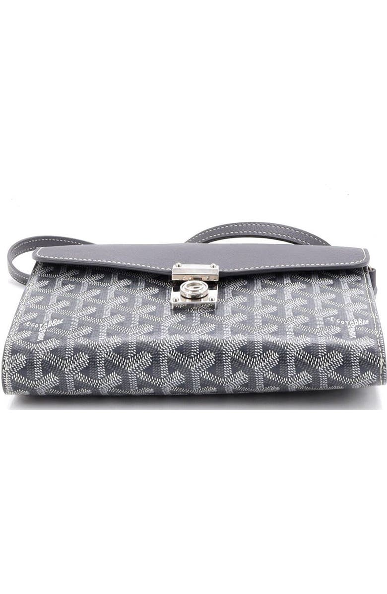 Pre-Owned Goyard Chypre Wallet on Strap Coated Canvas with Leather, Alternate, color, Gray