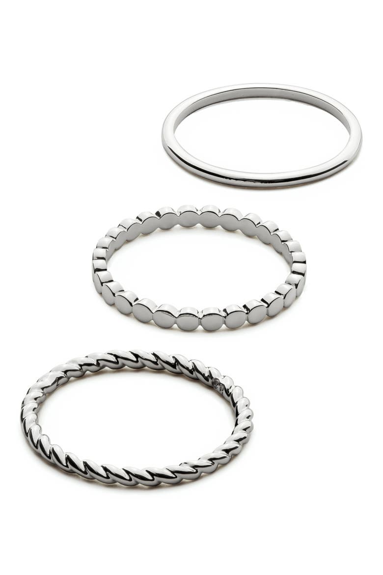 Adrianna Set of 3 Band Rings, Main, color, SILVER