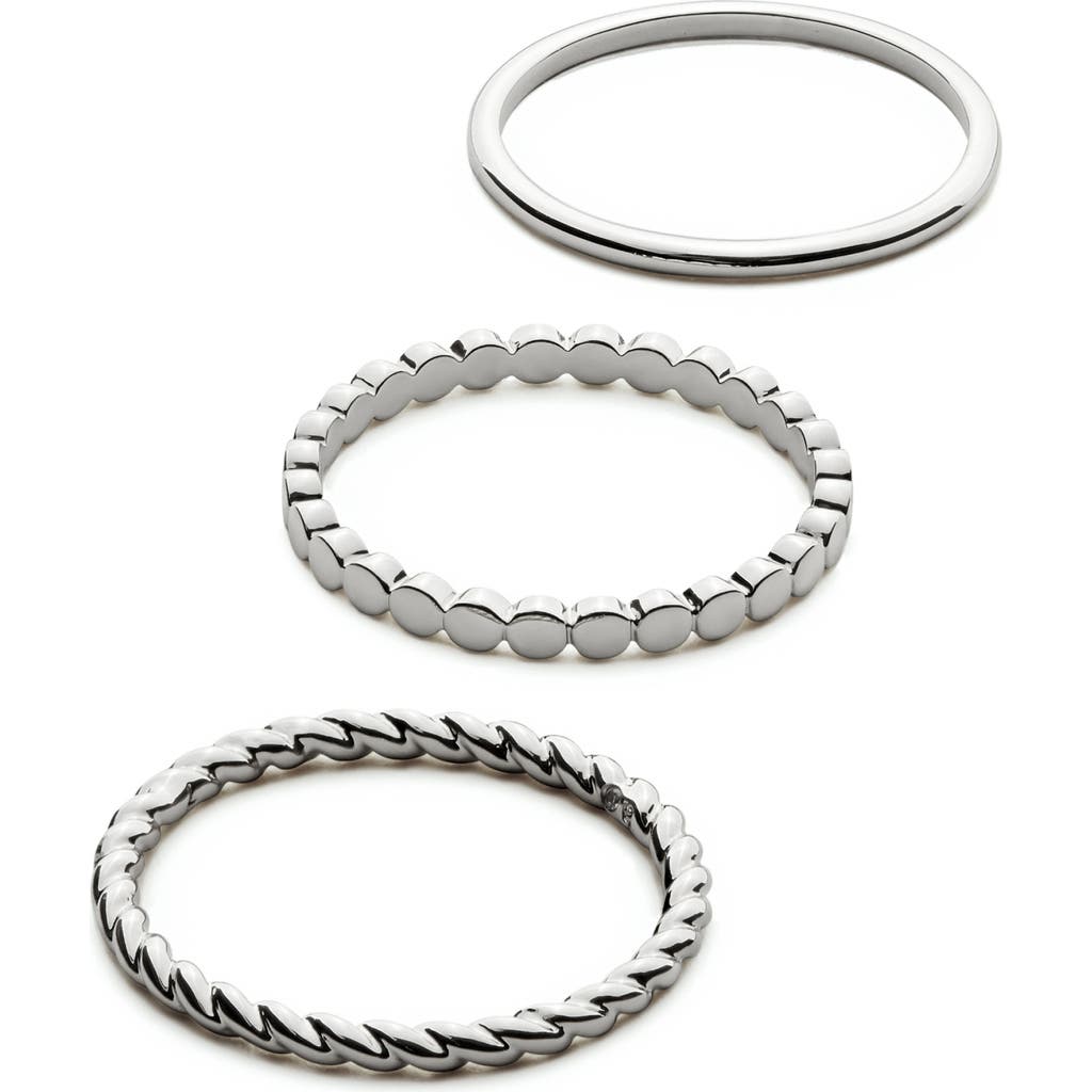 Ana Luisa Adrianna Set Of 3 Band Rings In Metallic