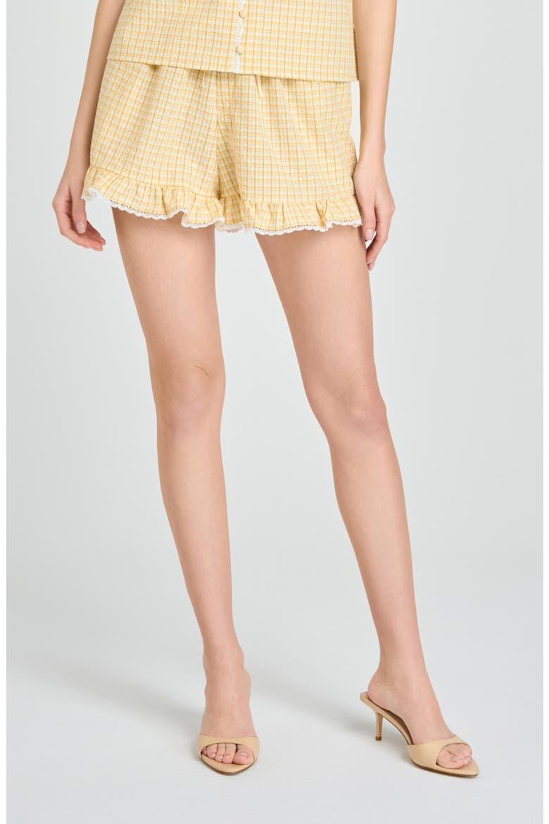 Emma Ruffle Lace Trim Shorts, Main, color, YELLOW