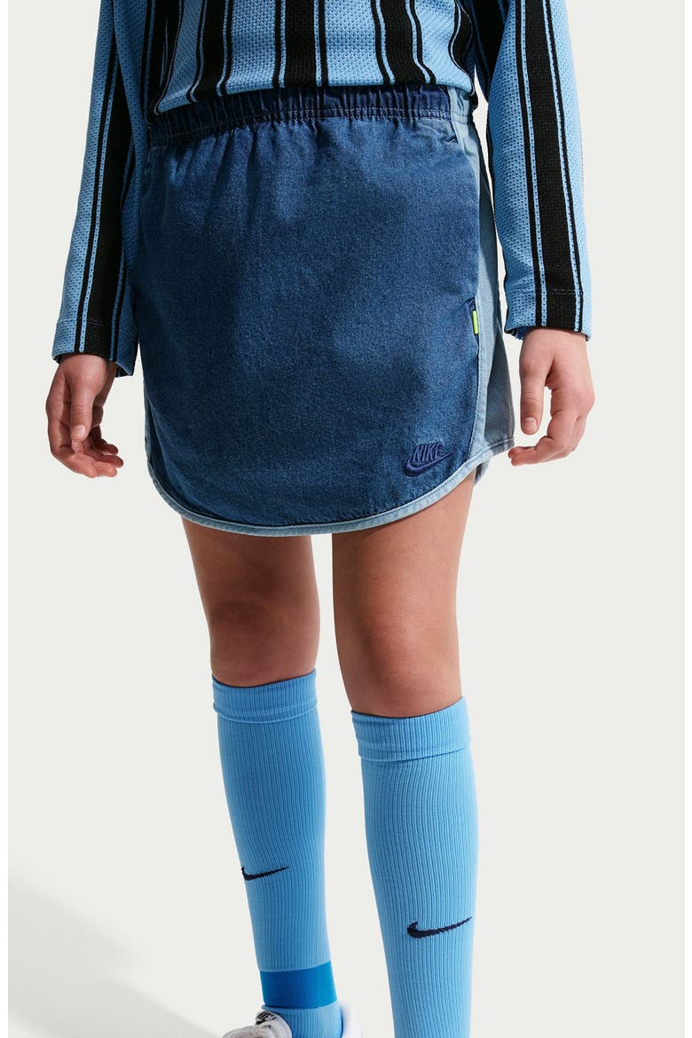 Kids' Two-Tone Denim Skirt, Alternate, color, MYSTIC NAVY/ ARMORY BLUE