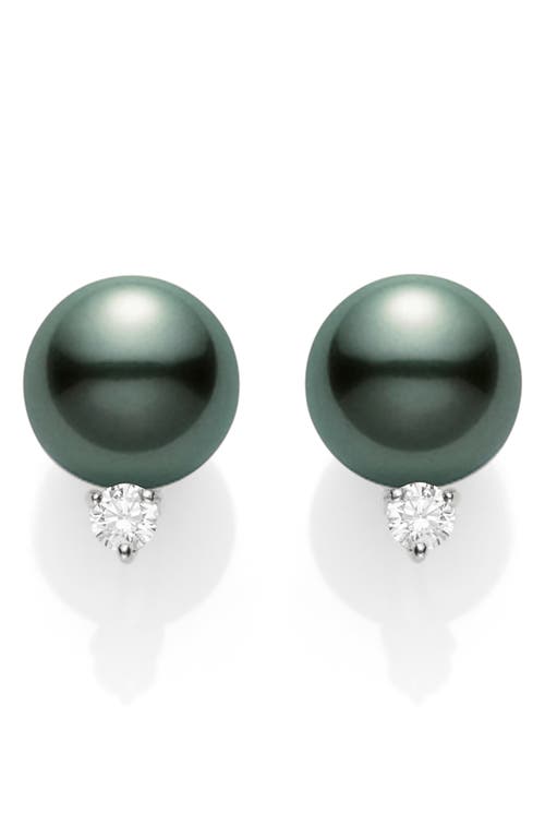 Mikimoto Black South Sea Pearl & Diamond Stud Earrings in D0.20 Gvs 18Kwg  product