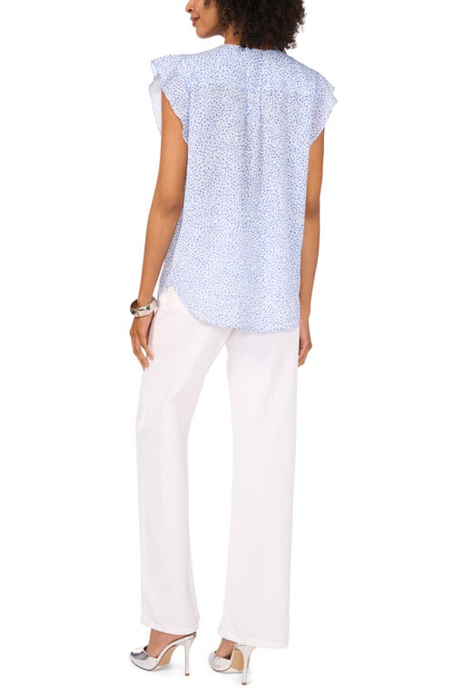 Shop Vince Camuto Ruffle Sleeve Top In Lake Breeze
