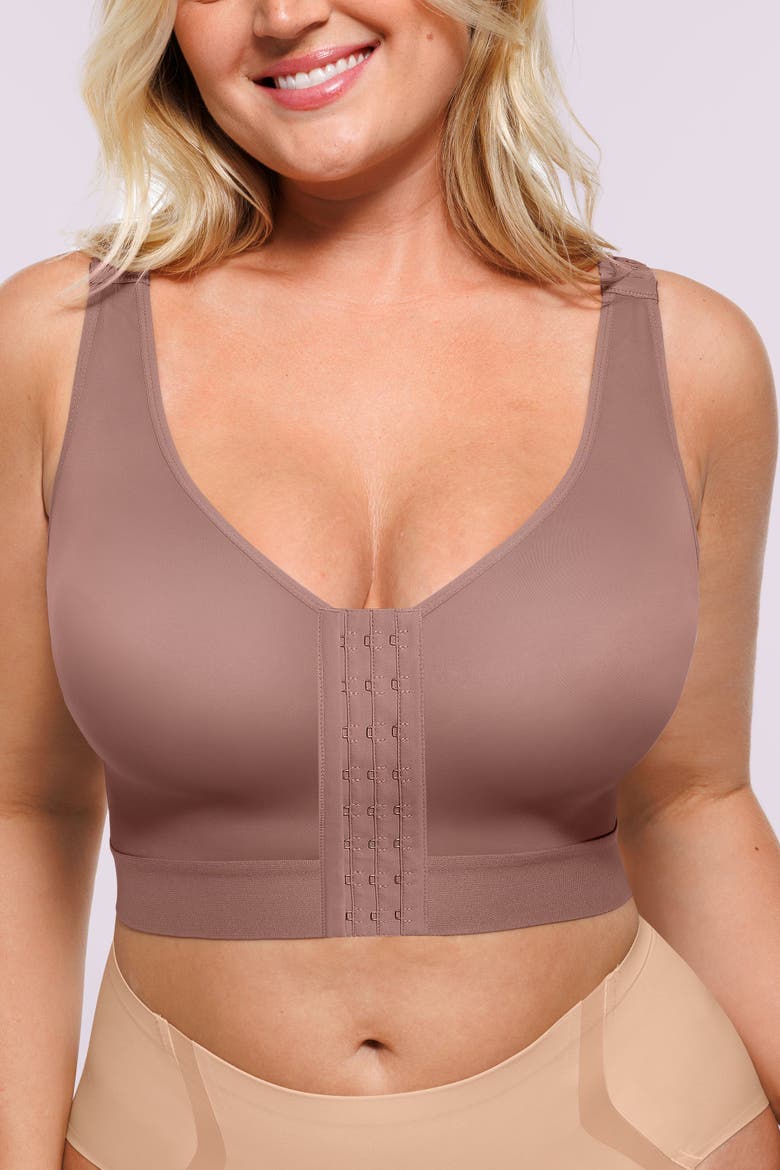 AirSlim® Unlined Wireless Back Support Bra, Main, color, Mauve Brown