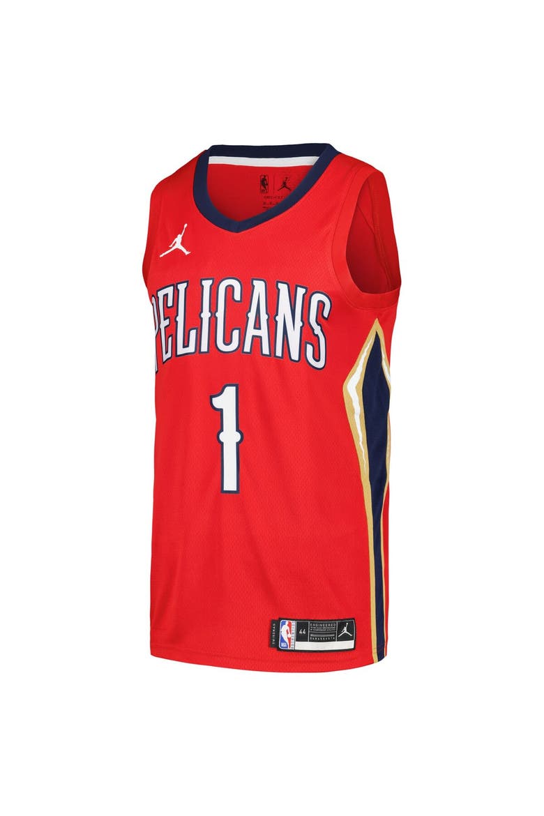 Men's Jordan Brand Zion Williamson Red New Orleans Pelicans Swingman Player Jersey - Statement Edition, Alternate, color, Red