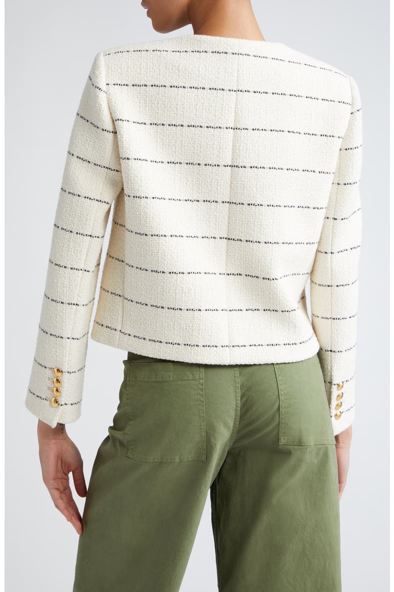 Paige Stripe Cotton Blend Jacket, Alternate, color, BLACK/ IVORY STRIPE