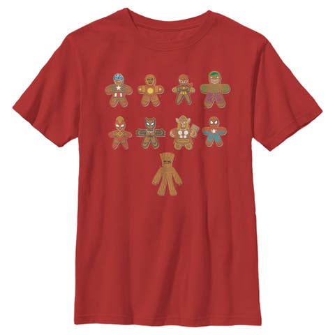 Boy's Marvel Christmas Gingerbread Cookie Avengers  Graphic T-Shirt