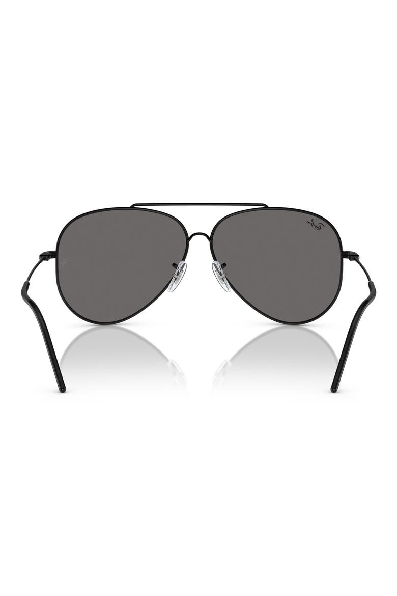 Reverse 62mm Oversize Aviator Sunglasses, Alternate, color, BLACK