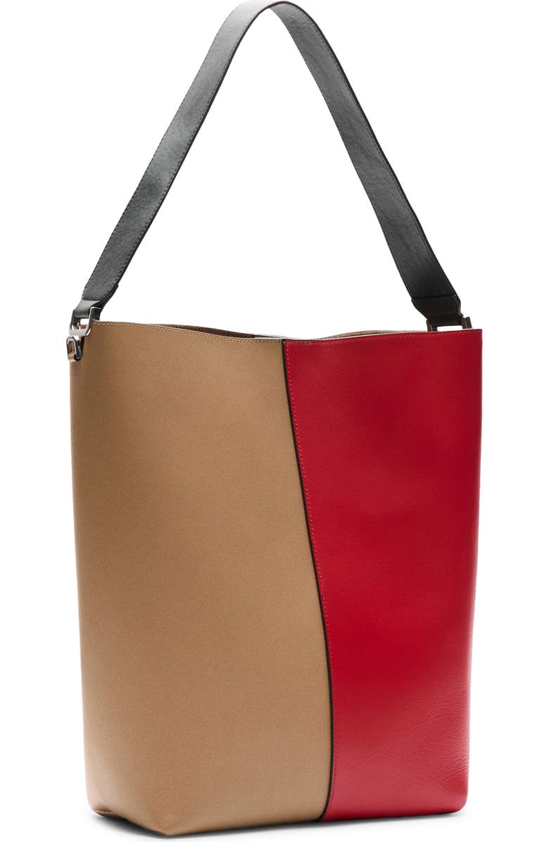 MANGO Two-Tone Leather Shoulder Bag, Alternate, color, Red