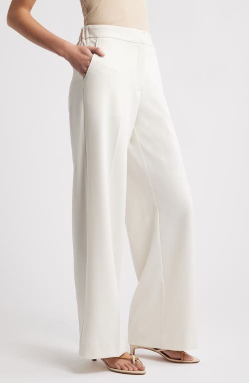 Nordstrom Flat Front Wide Leg Pants In Ivory Tofu
