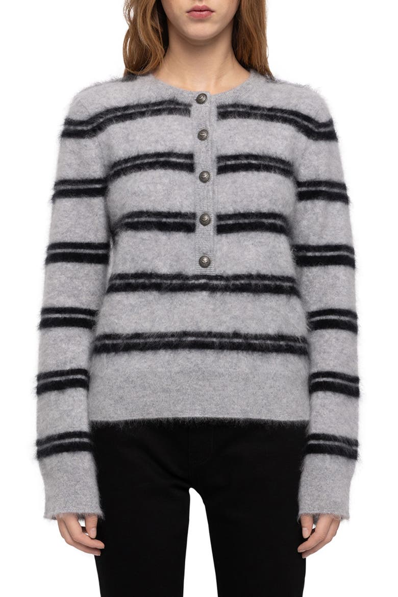 Mandala Striped Cashmere Sweater, Main, color, GRIS CHINE CLAI