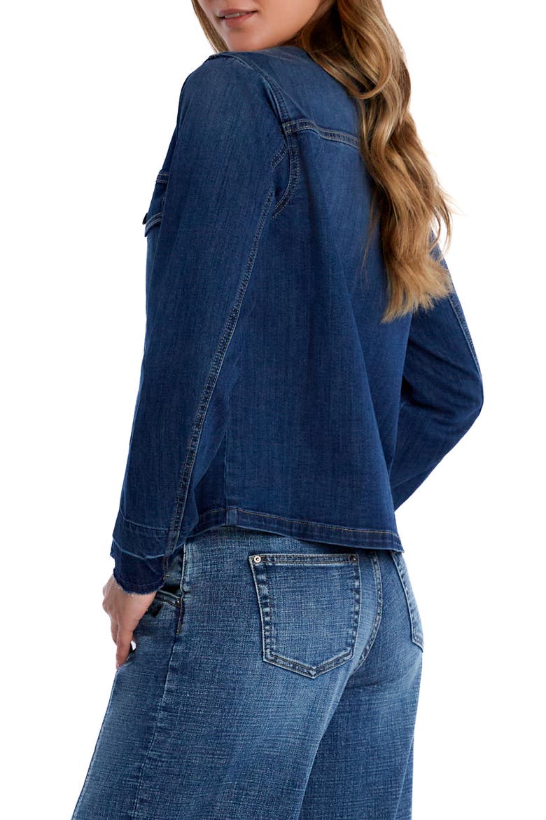 Clara Collarless Denim Jacket, Alternate, color, AHOY BLUE
