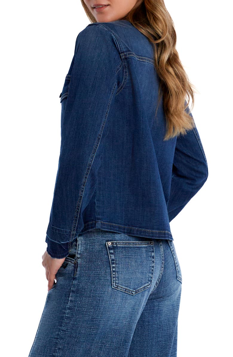 Wash Lab Denim Clara Collarless Denim Jacket, Alternate, color, Ahoy Blue