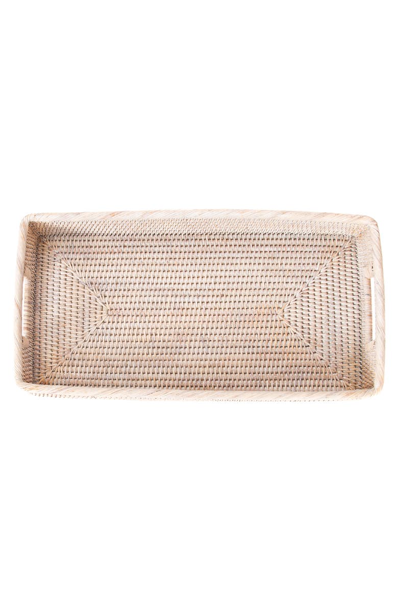 Artifacts Trading Company<sup>™</sup> Artifacts Rattan Rectangular Tray with Rounded Corners, Alternate, color, White Wash