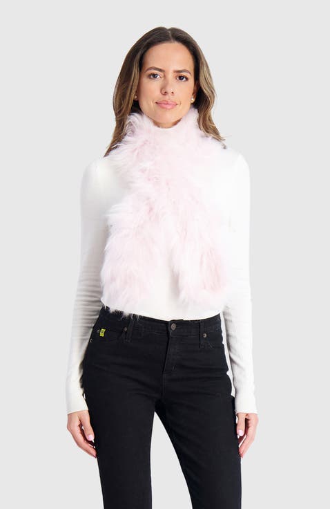 Genuine Shearling Knit Pull-Through Scarf