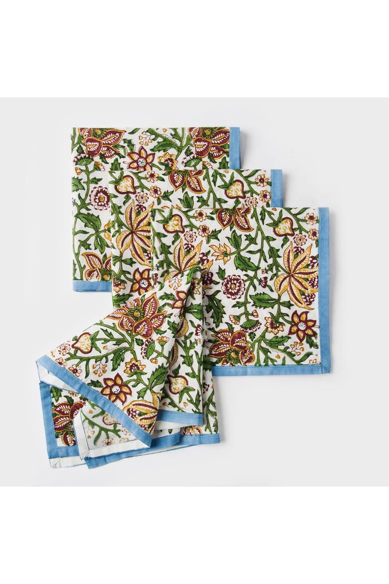 Florin Hand Block Printed Napkins - Set of 4, Main, color, Florin