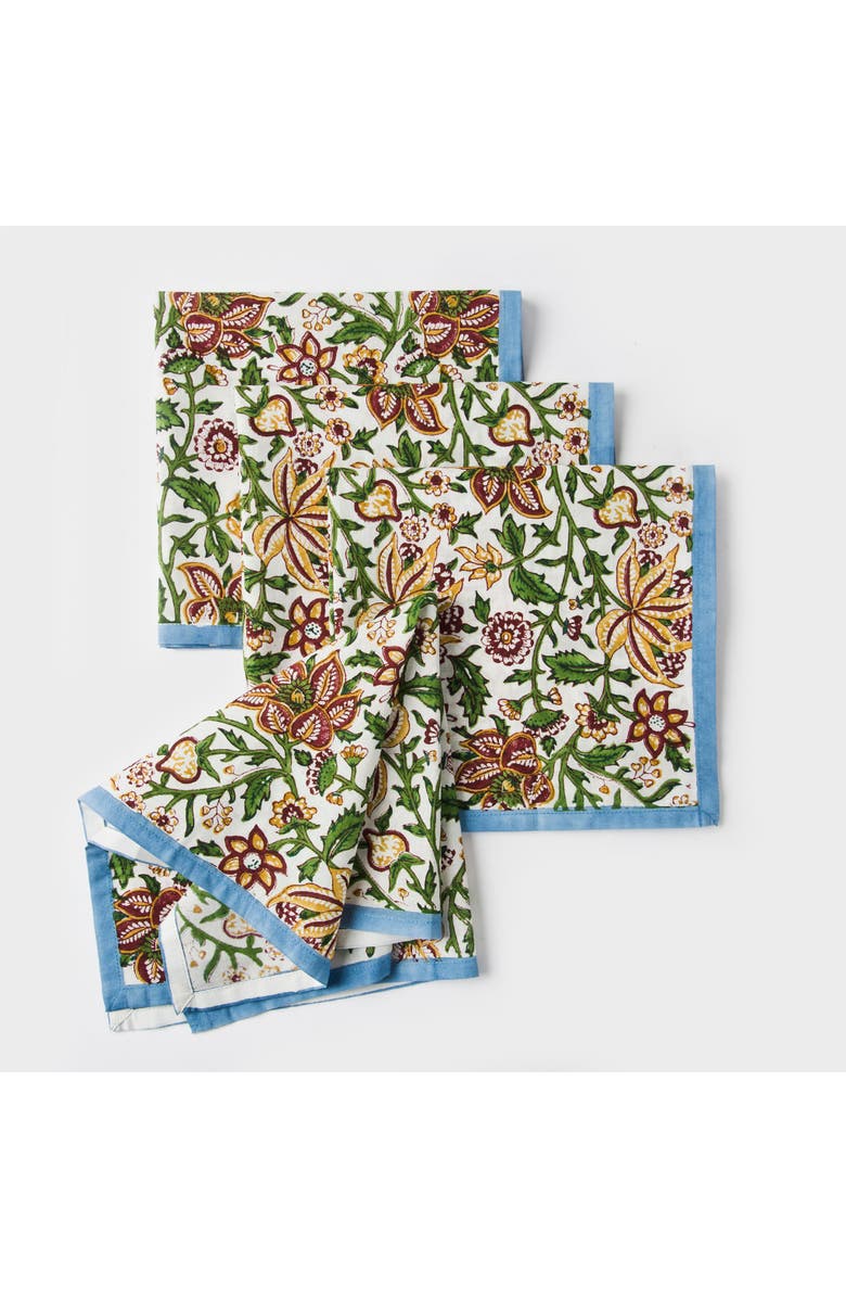 Mela Artisans Florin Hand Block Printed Napkins - Set of 4, Main, color, Florin