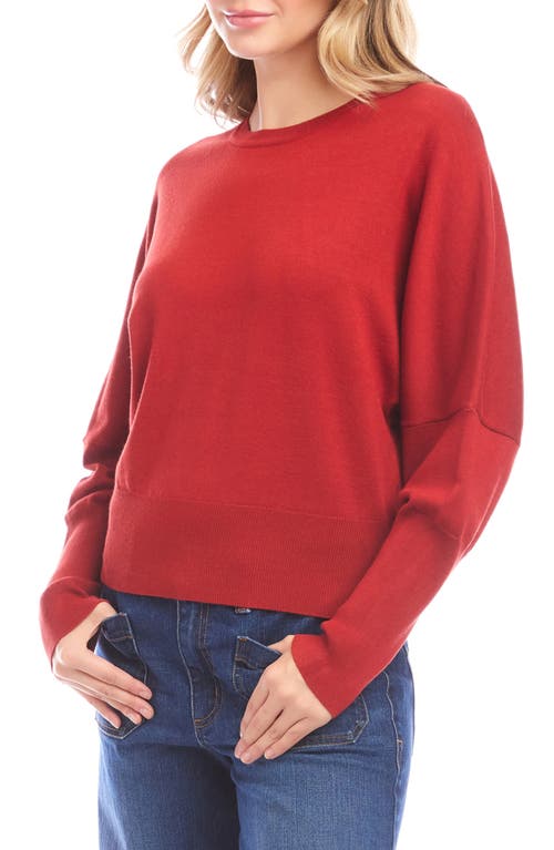 Karen Kane Dolman Sleeve Crewneck Sweater In Red