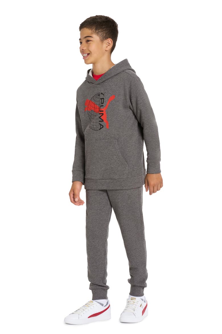 Kids' Graphic T-Shirt, Hoodie & Joggers Set, Alternate, color, CHARCOAL