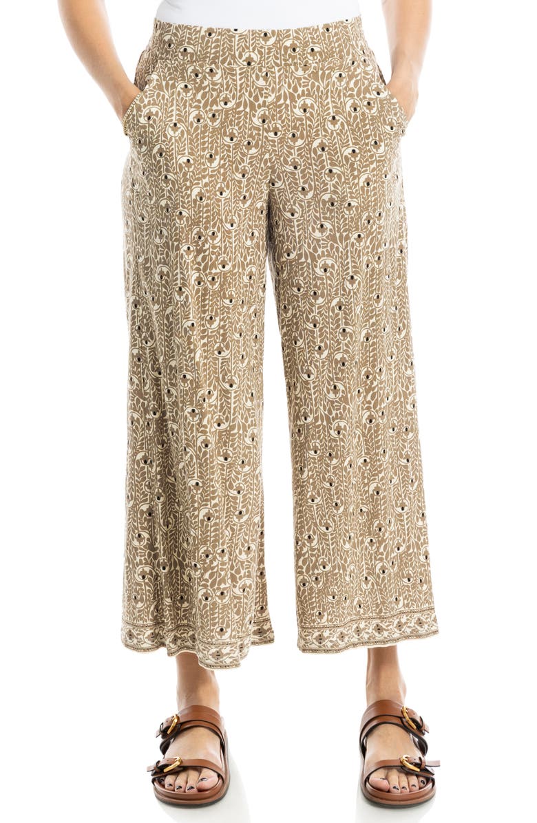 MAX STUDIO Wide Leg Pull-On Crop Pants, Alternate, color, Cream/ Acorn